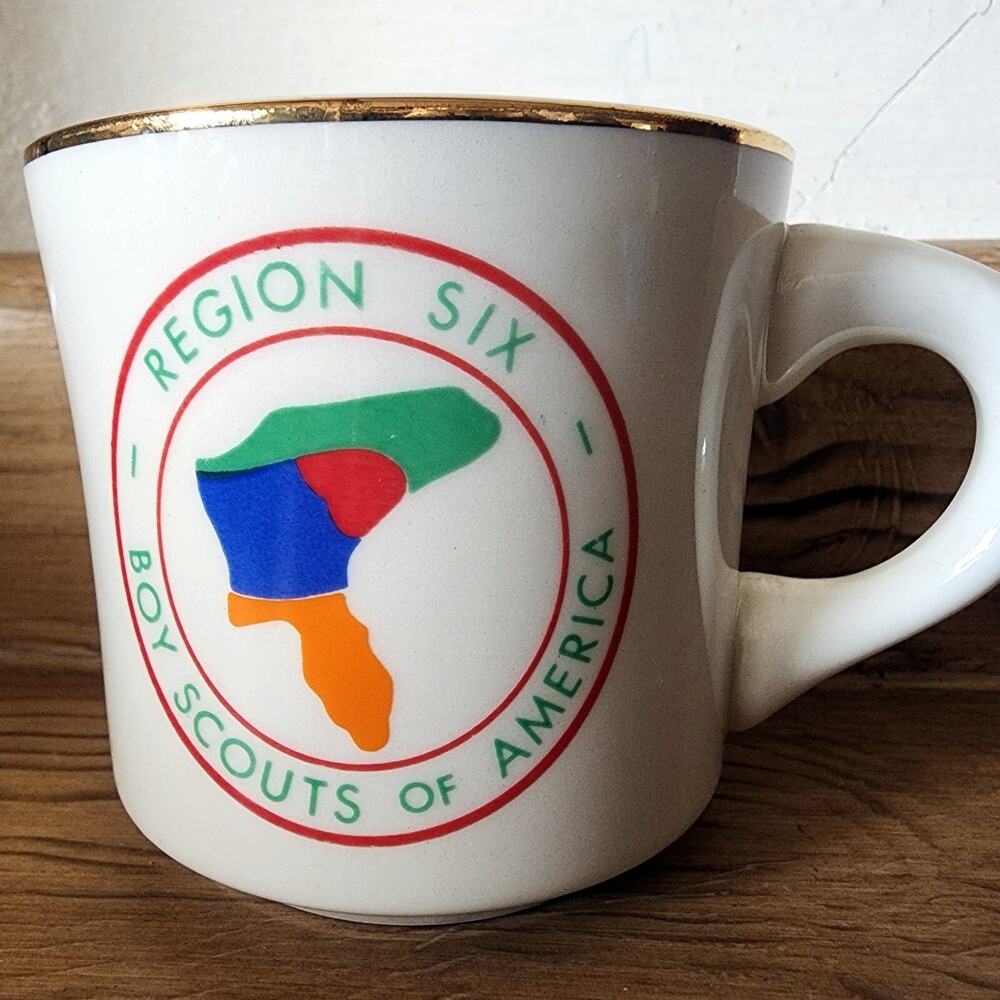 Boy Scouts Of America Ceramic Mug Cup BSA Region 6 Red Circle 4 States